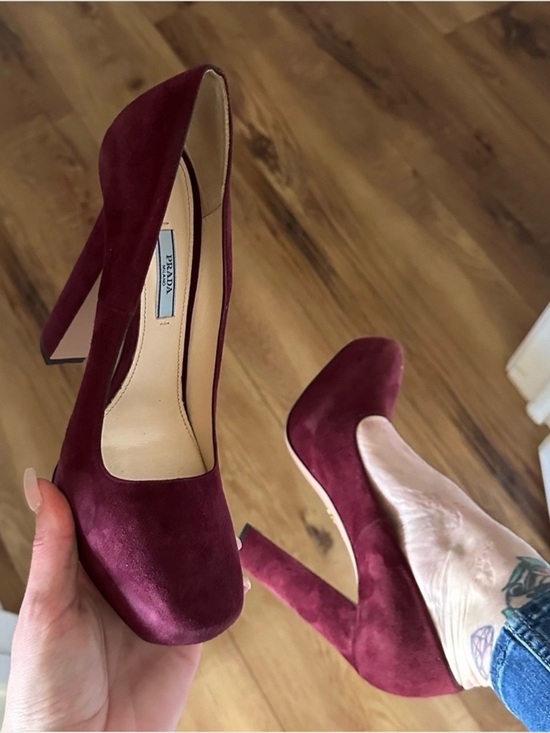 Prada Shoes - Prada Runway Style Burgundy Suede Pumps Size 42 Made in Italy